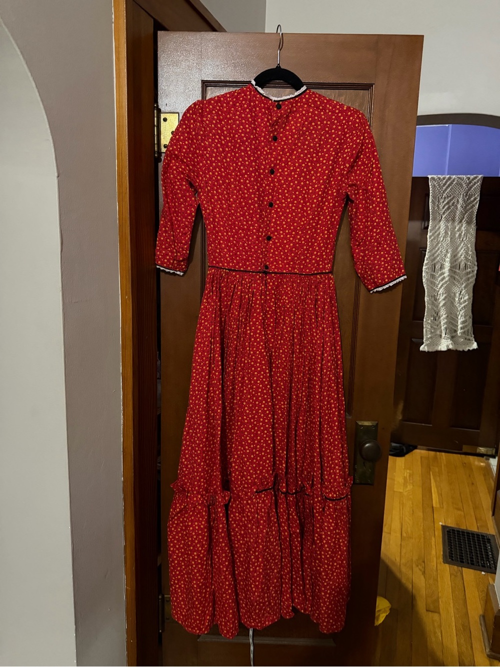 Vintage Prairie Dress – Red Floral / Button Back / Cottagecore